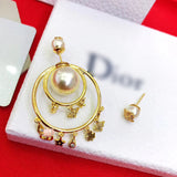 J-jewelry Dior single retro texture pearl exaggerated big ear hoop earrings