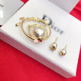 J-jewelry Dior single retro texture pearl exaggerated big ear hoop earrings
