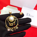 J-jewelry Dior single retro texture pearl exaggerated big ear hoop earrings