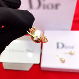J-jewelry Dior single retro texture pearl exaggerated big ear hoop earrings