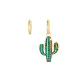J-jewelry APM Monaco Cactus Tropical Theme Floating Charm Pendant Enamel Sequins Dangle Go ld Plated Dainty Ornament