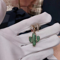 J-jewelry APM Monaco Cactus Tropical Theme Floating Charm Pendant Enamel Sequins Dangle Go ld Plated Dainty Ornament