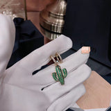 J-jewelry APM Monaco Cactus Tropical Theme Floating Charm Pendant Enamel Sequins Dangle Go ld Plated Dainty Ornament