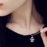 J-jewelry SWAROVSKI Sterling Silver and Rose Gold Over Sterling Silver Angel with Heart Pendant Necklace